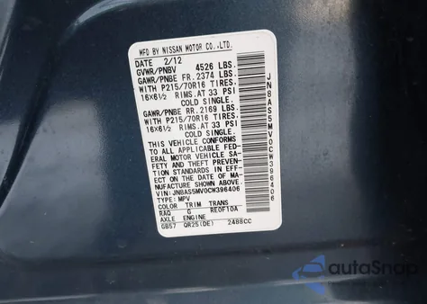 2012 Nissan Rogue S from USA, damaged, VIN JN8AS5MV0CW396406